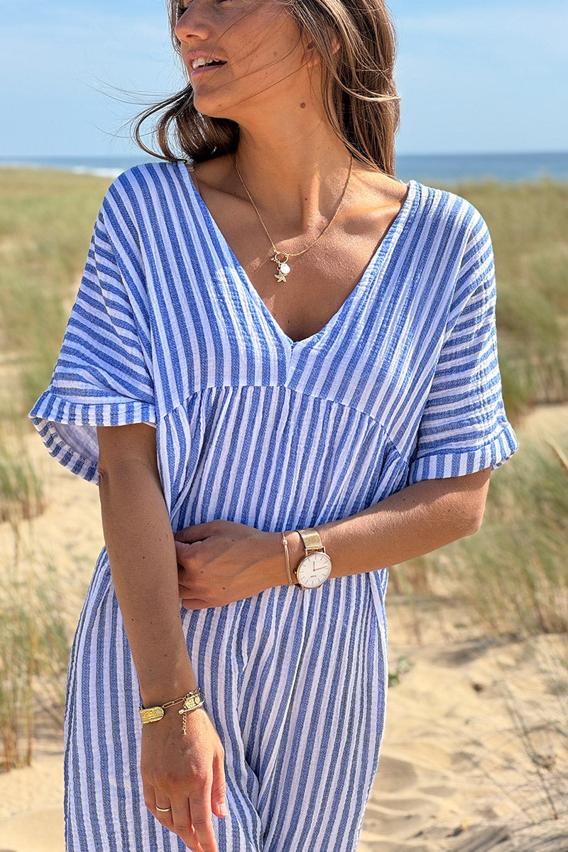 Blue Striped Gauze Sundress