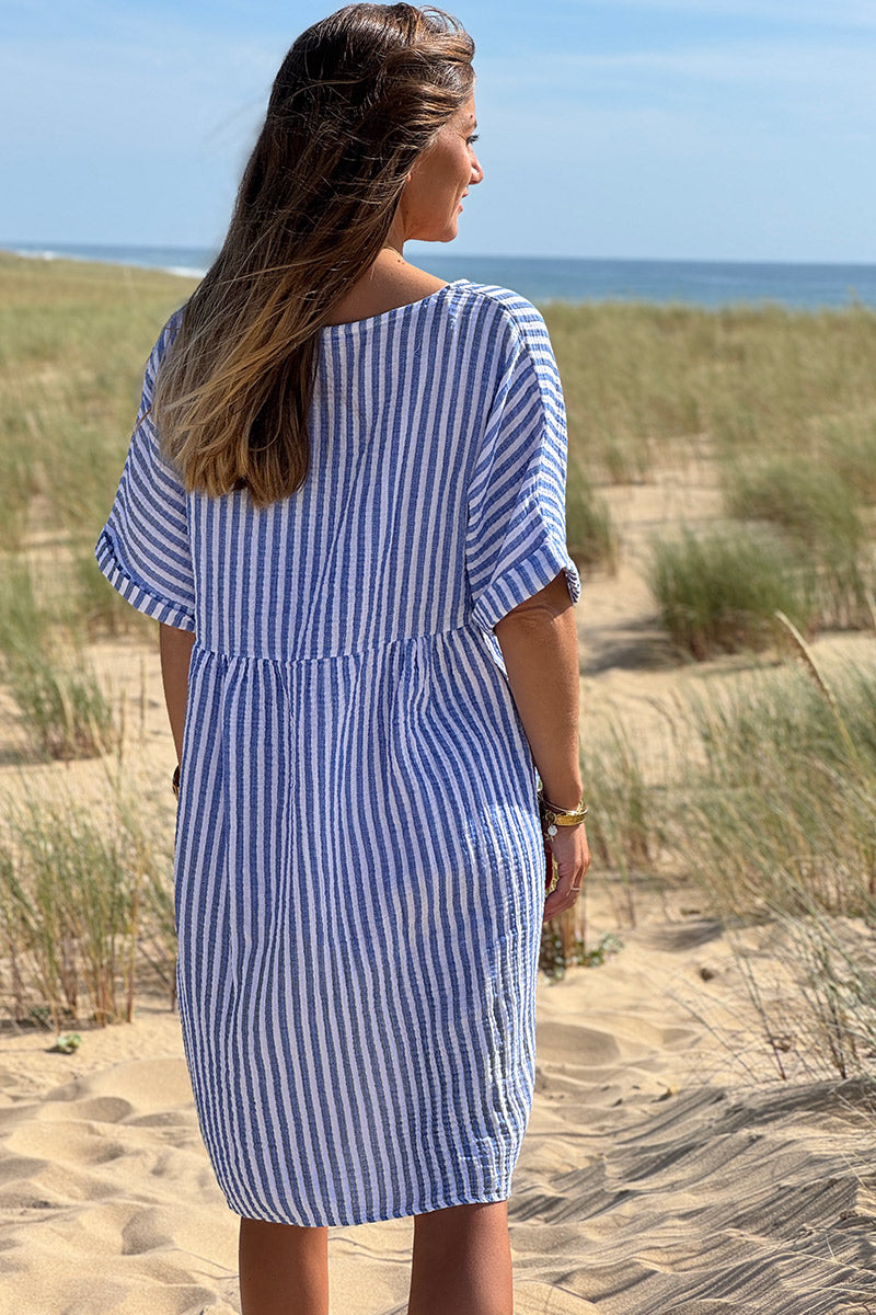 Blue Striped Gauze Sundress