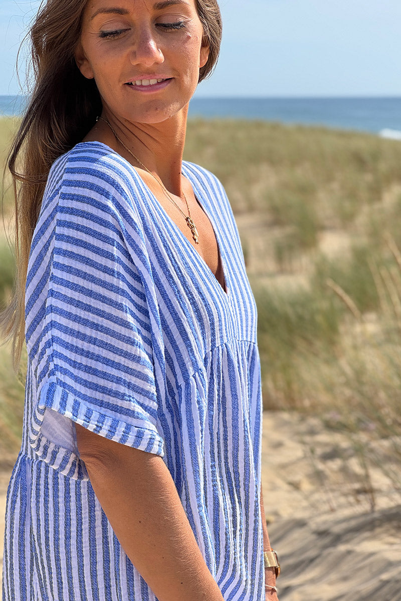Blue Striped Gauze Sundress