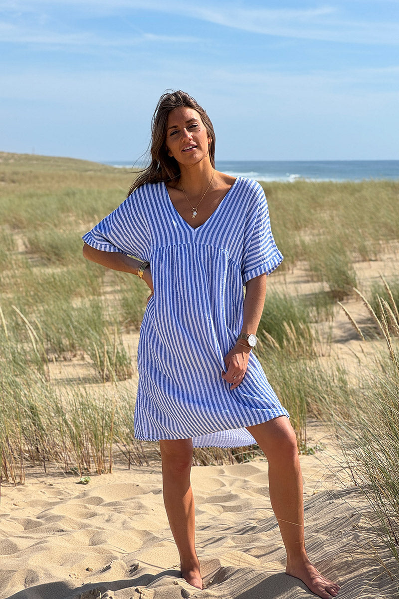 Blue Striped Gauze Sundress