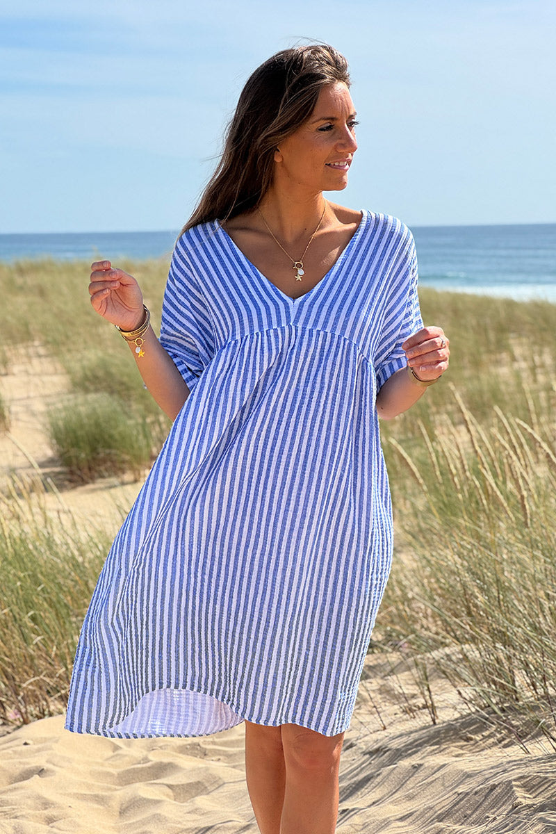 Blue Striped Gauze Sundress