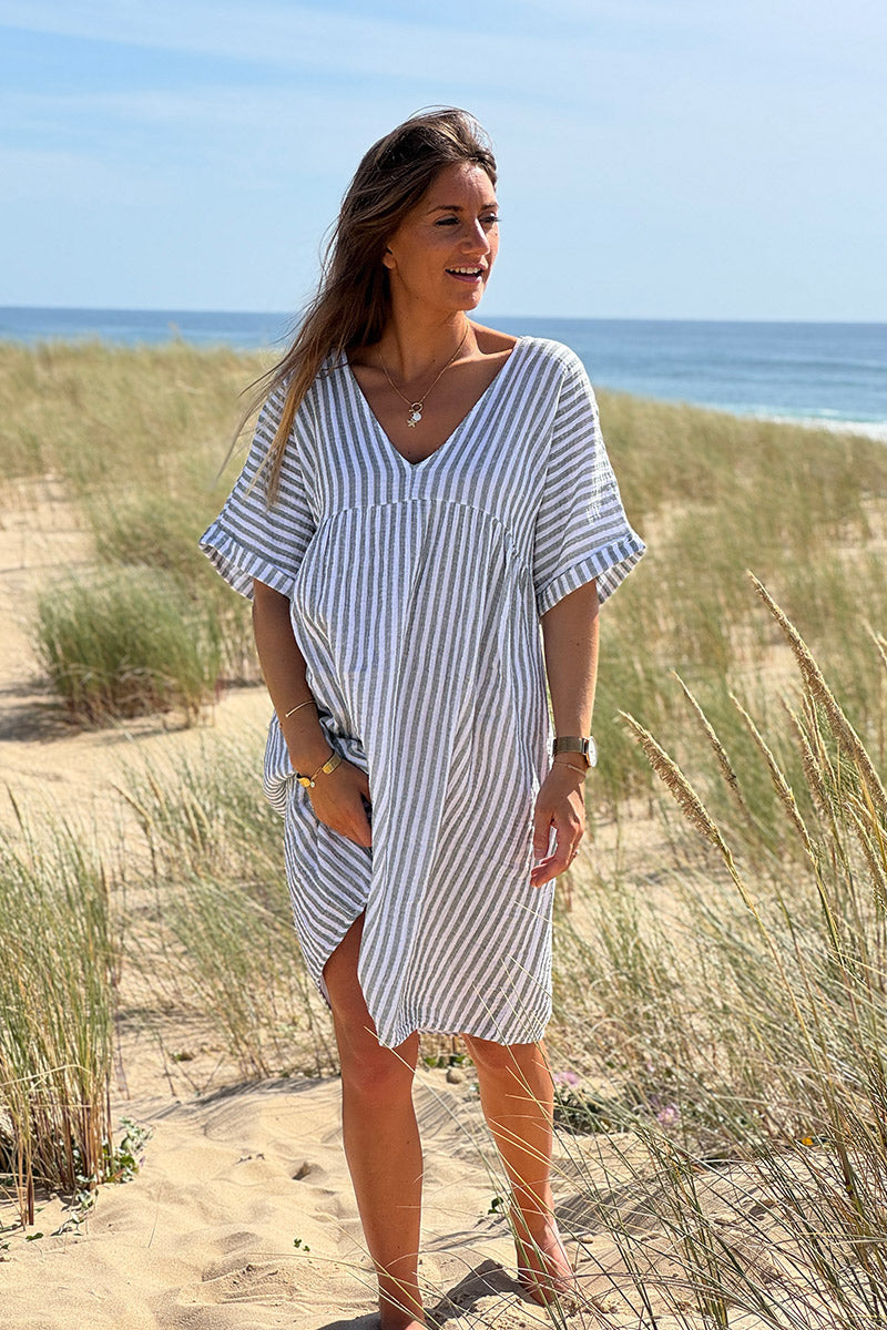 Olive Striped Gauze Sundress