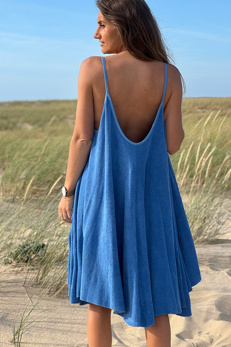 Robe bleu roi en éponge souple à bretelles