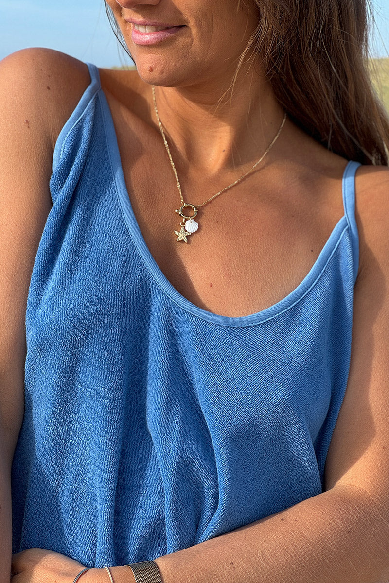 Robe bleu roi en éponge souple à bretelles
