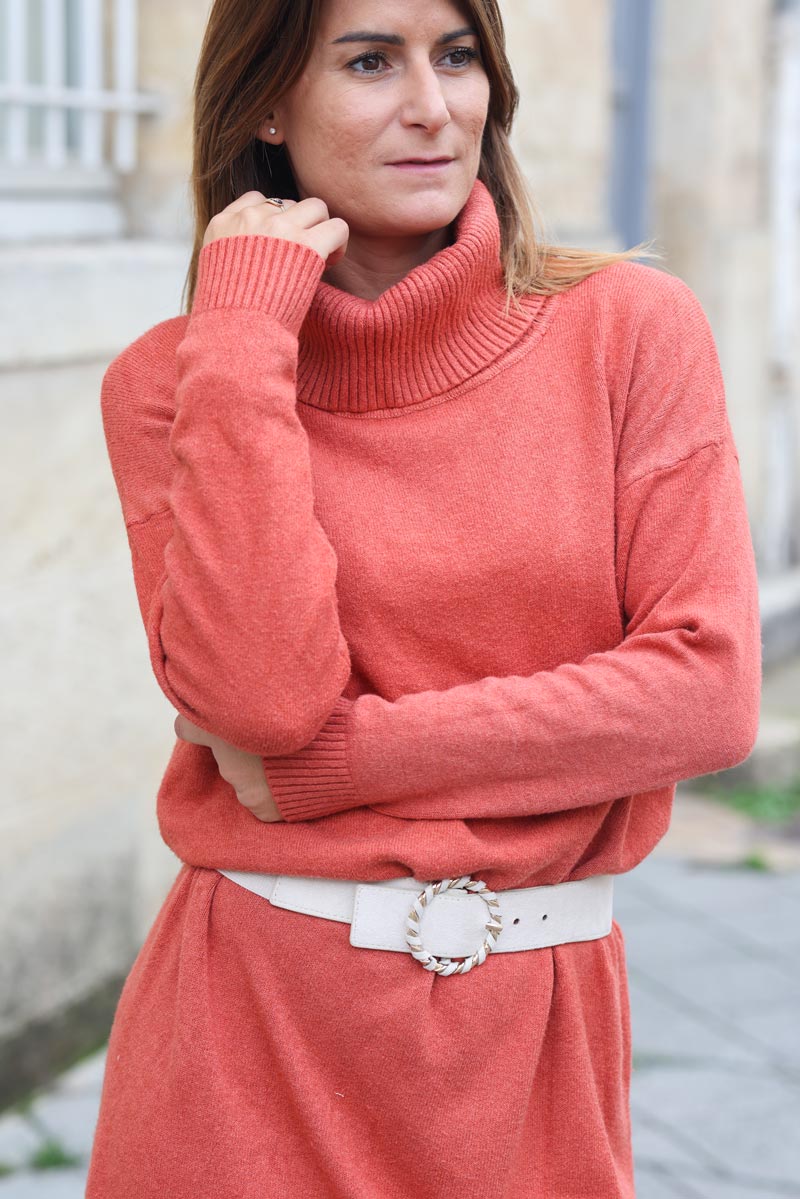 Orange turtleneck 2024 sweater dress