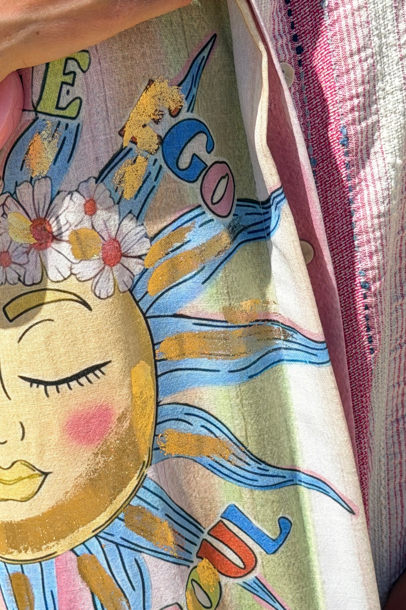 Pink “Happy Days” Pastel Stripe Gauze Caftan