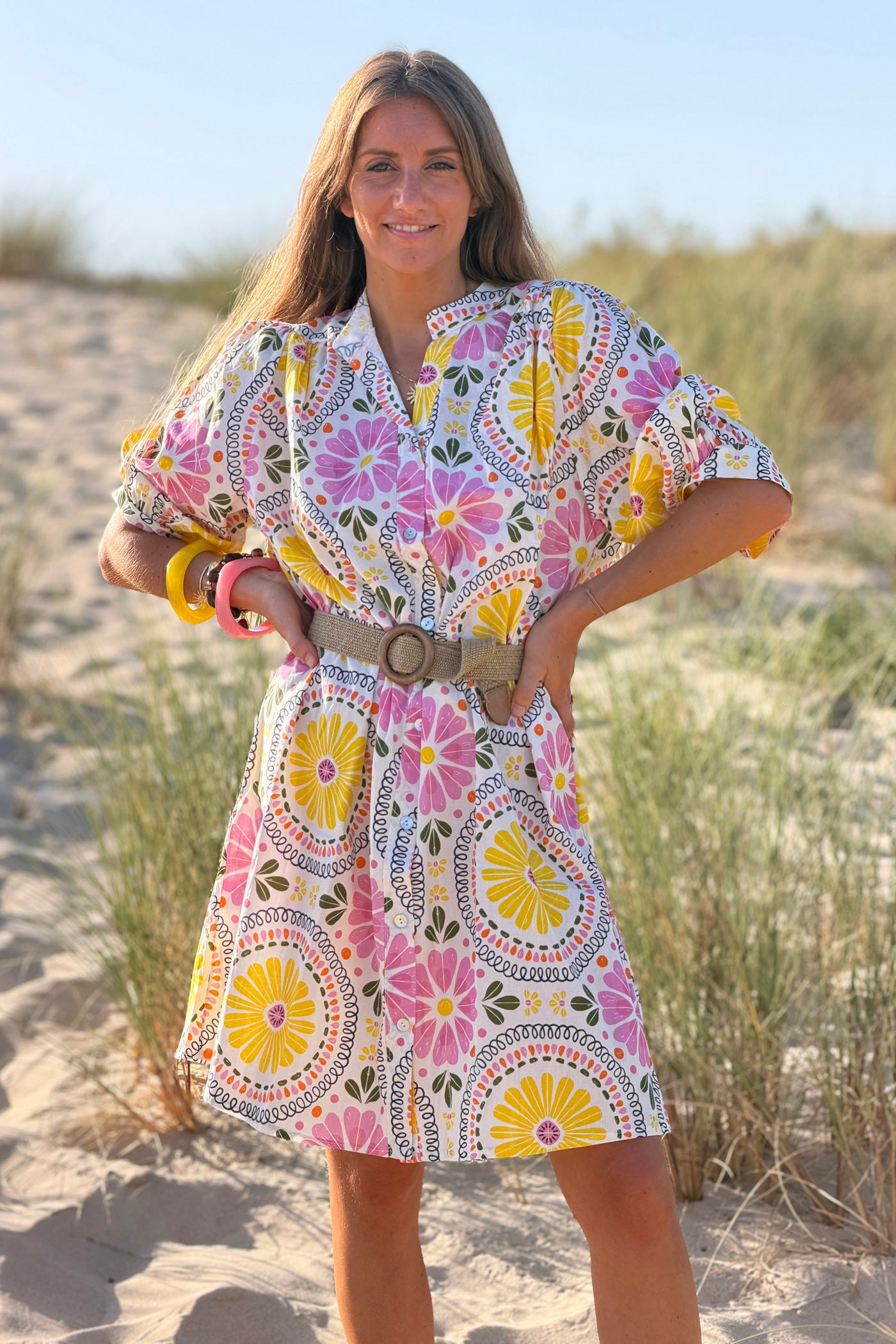 Yellow Floral Medallion Vintage Caftan
