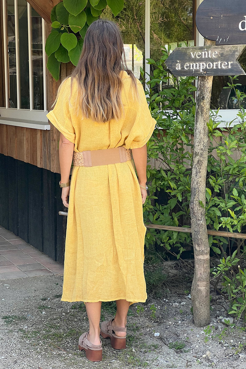 Yellow Linen Beach Maxi Dress