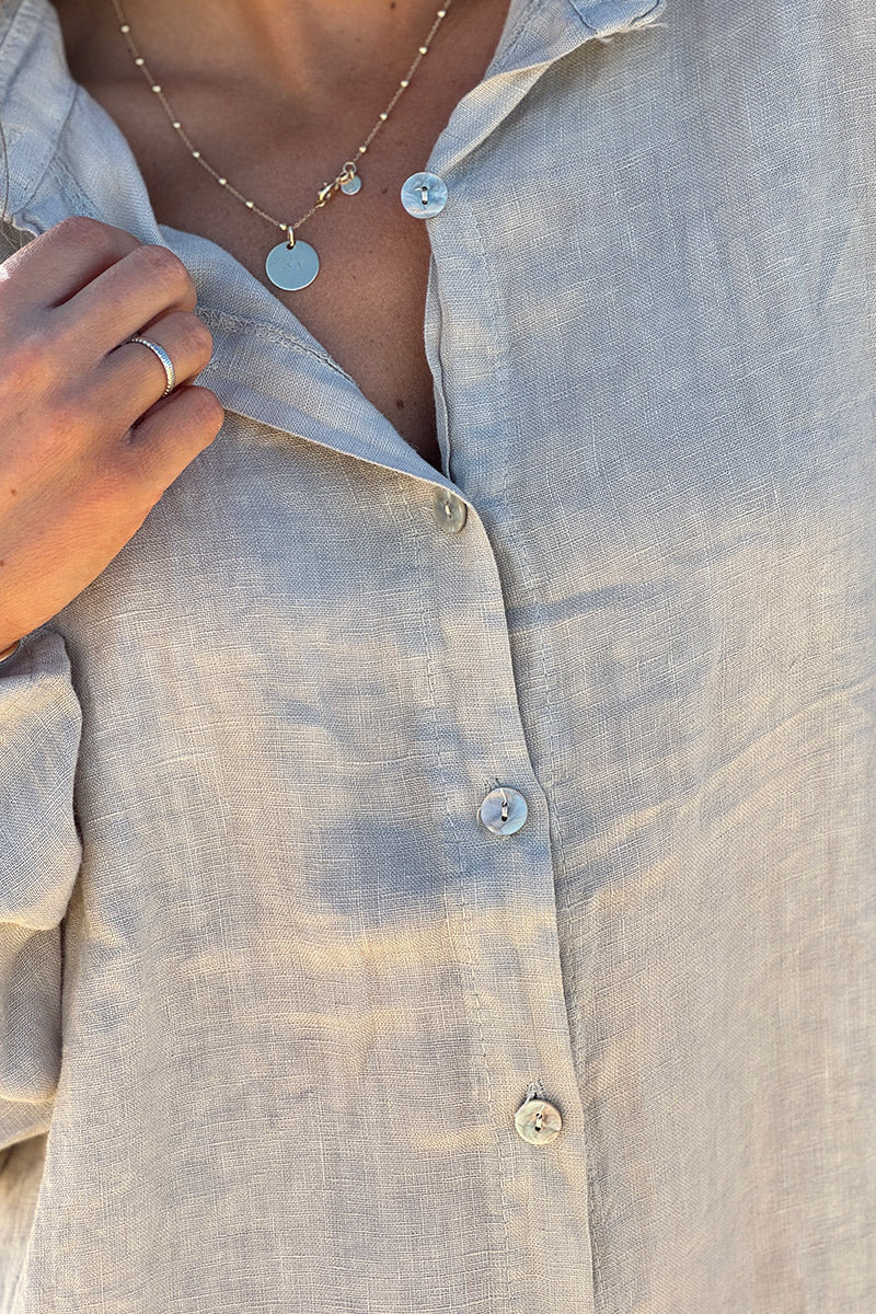 Beige grey Shirt Dress