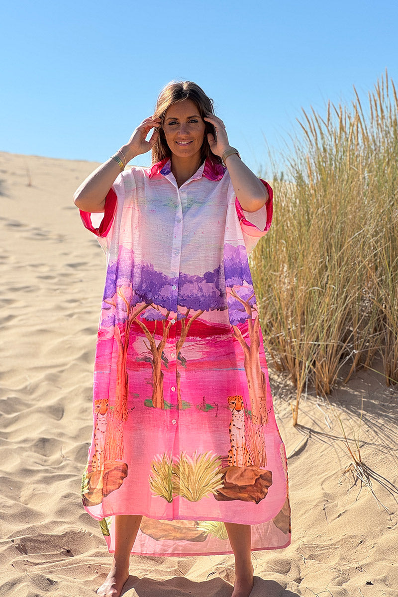 Pink Savannah Horizons Shirt Dress