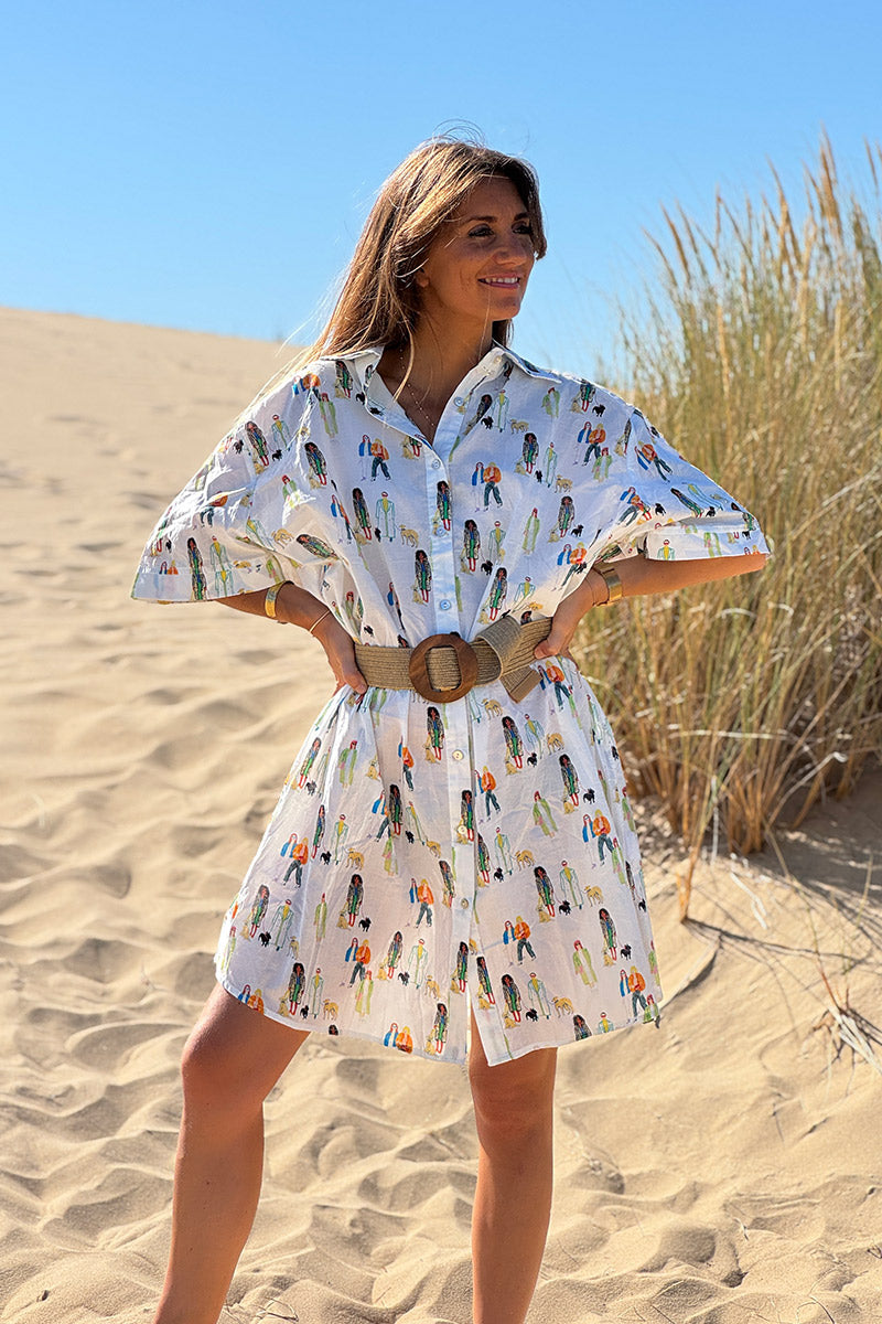 White Dog Walkers Shirt Dress
