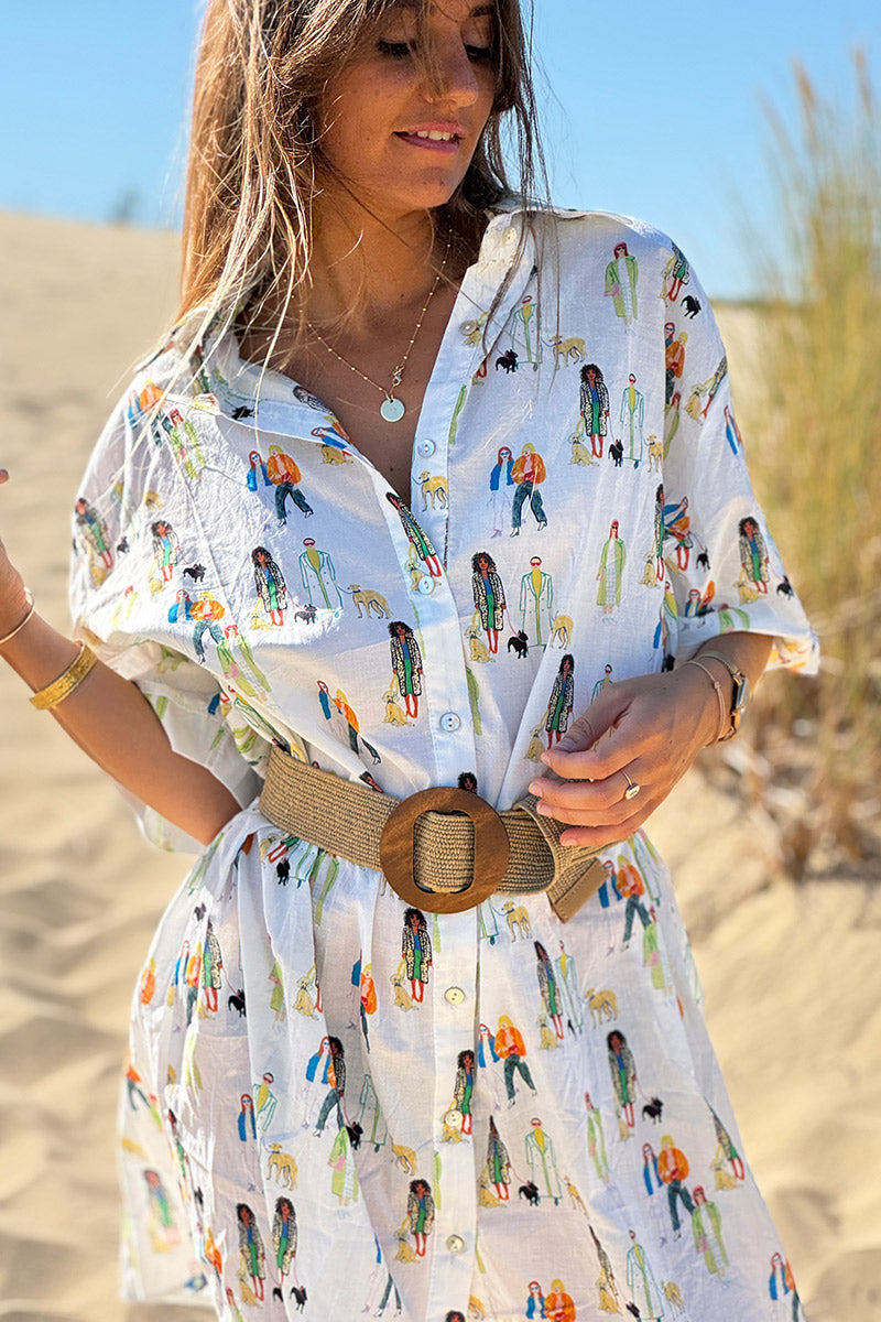 White Dog Walkers Shirt Dress
