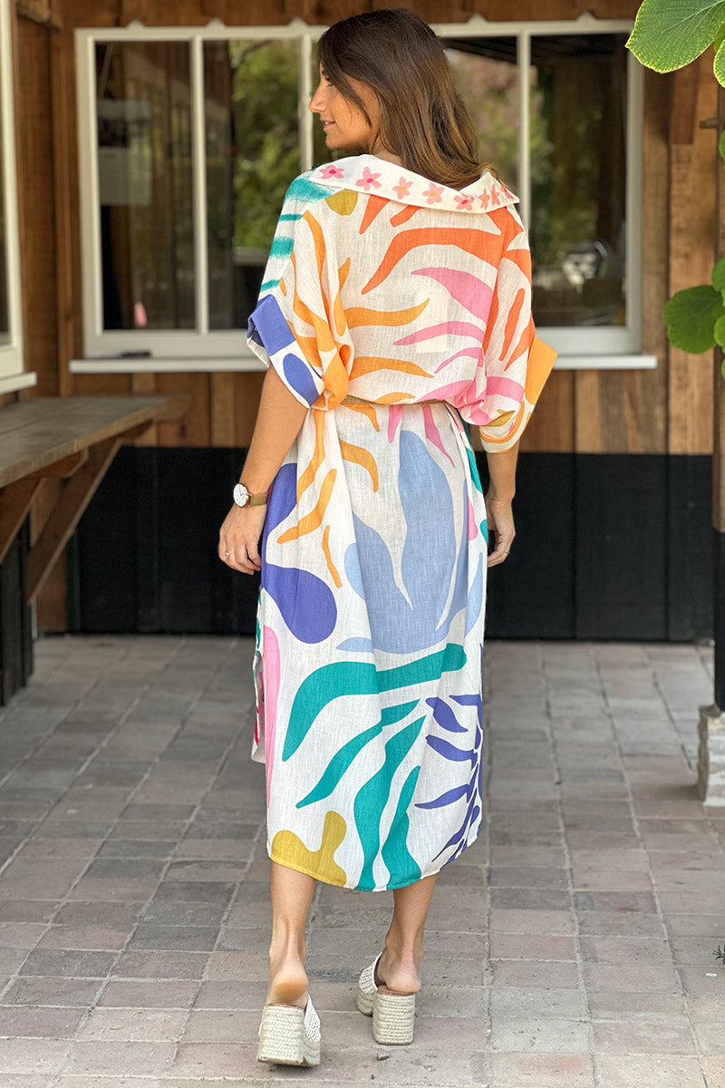 White Summer Stripes Tropical Resort Dress