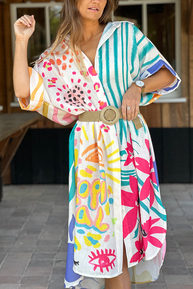 White Summer Stripes Tropical Resort Dress