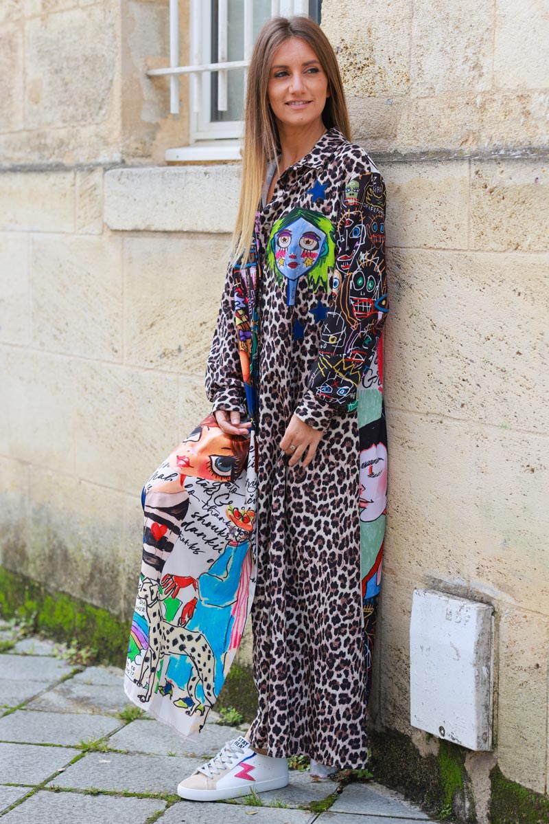 Leopard Patchwork Boho Art Maxi Dress