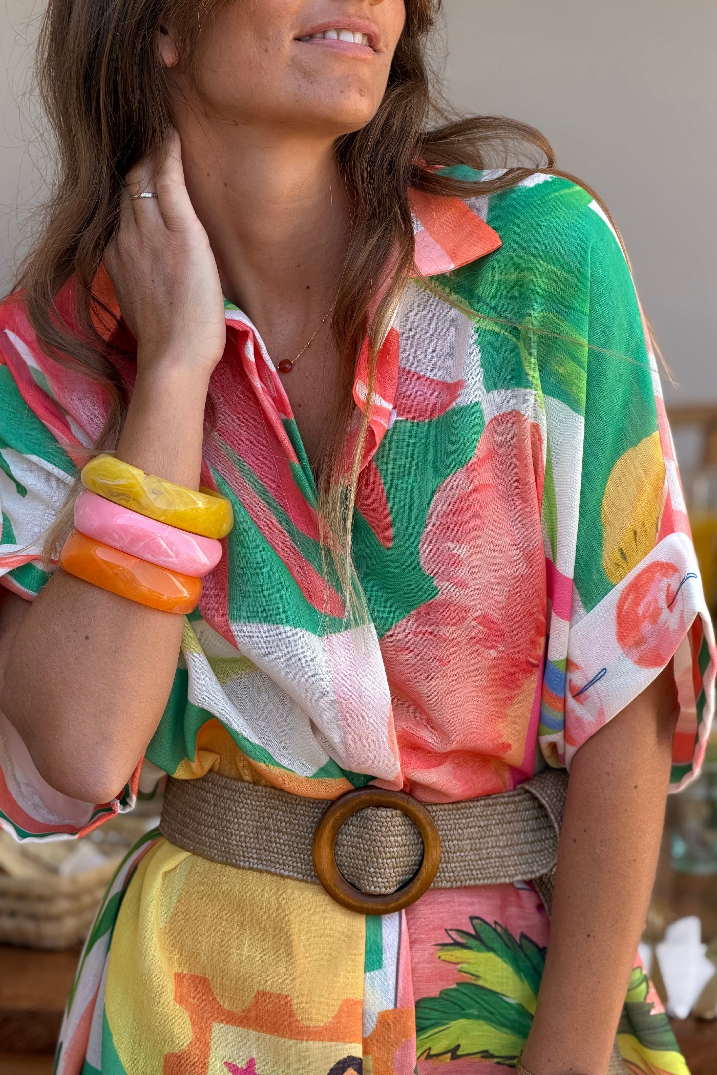 Orange “La Palma” Tropical Motif Caftan