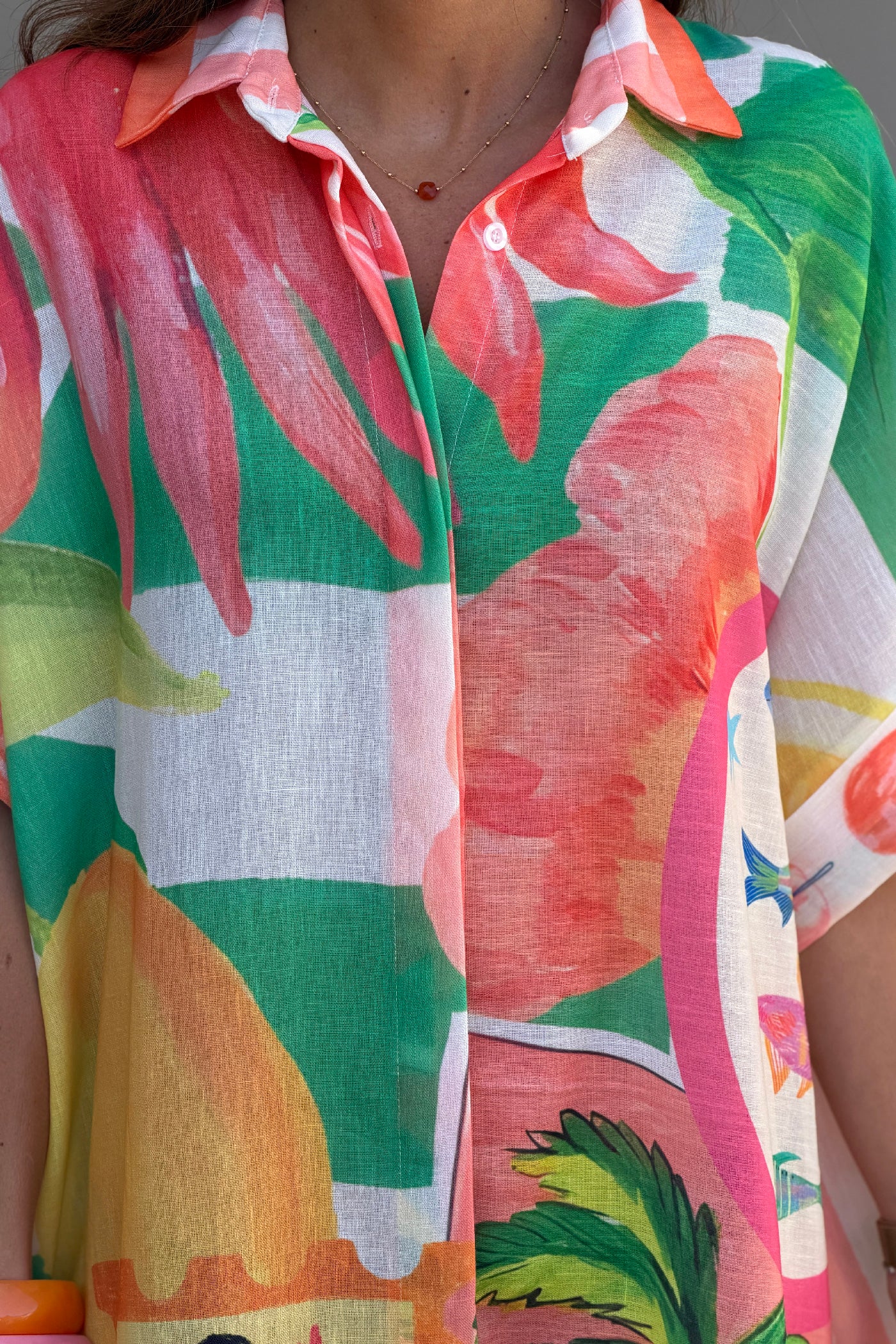 Orange “La Palma” Tropical Motif Caftan