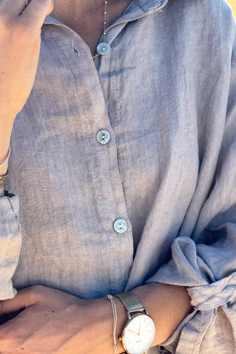 Taupe Linen Shirt Dress
