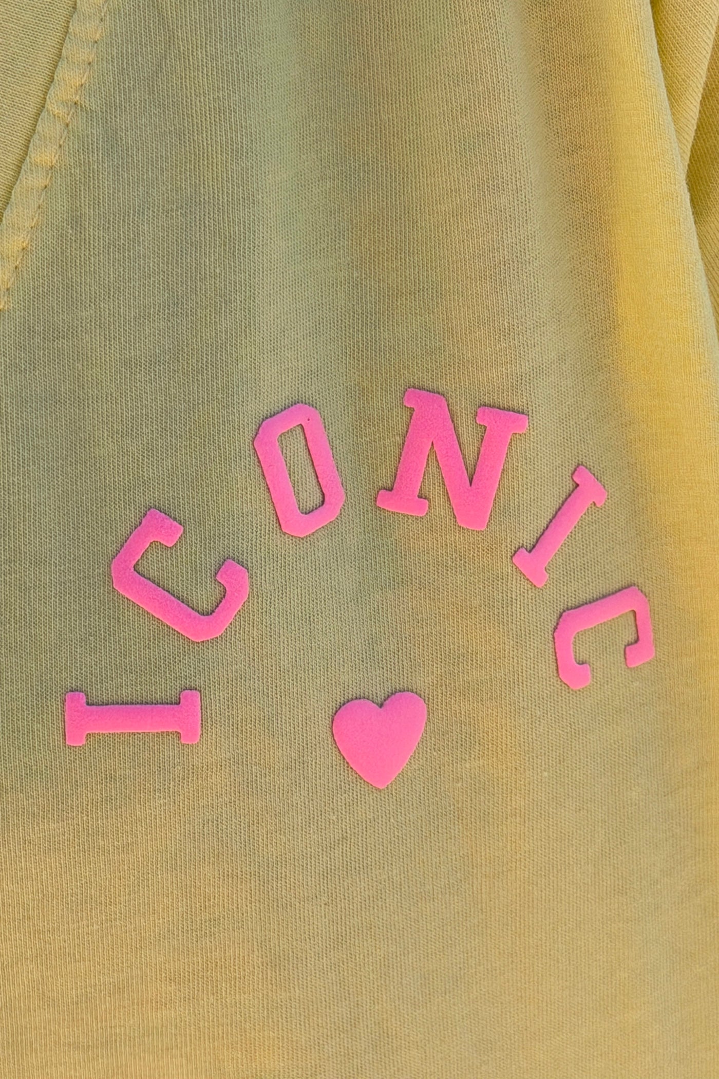 Robe courte jaune en coton sérigraphie puff Iconic multicolore
