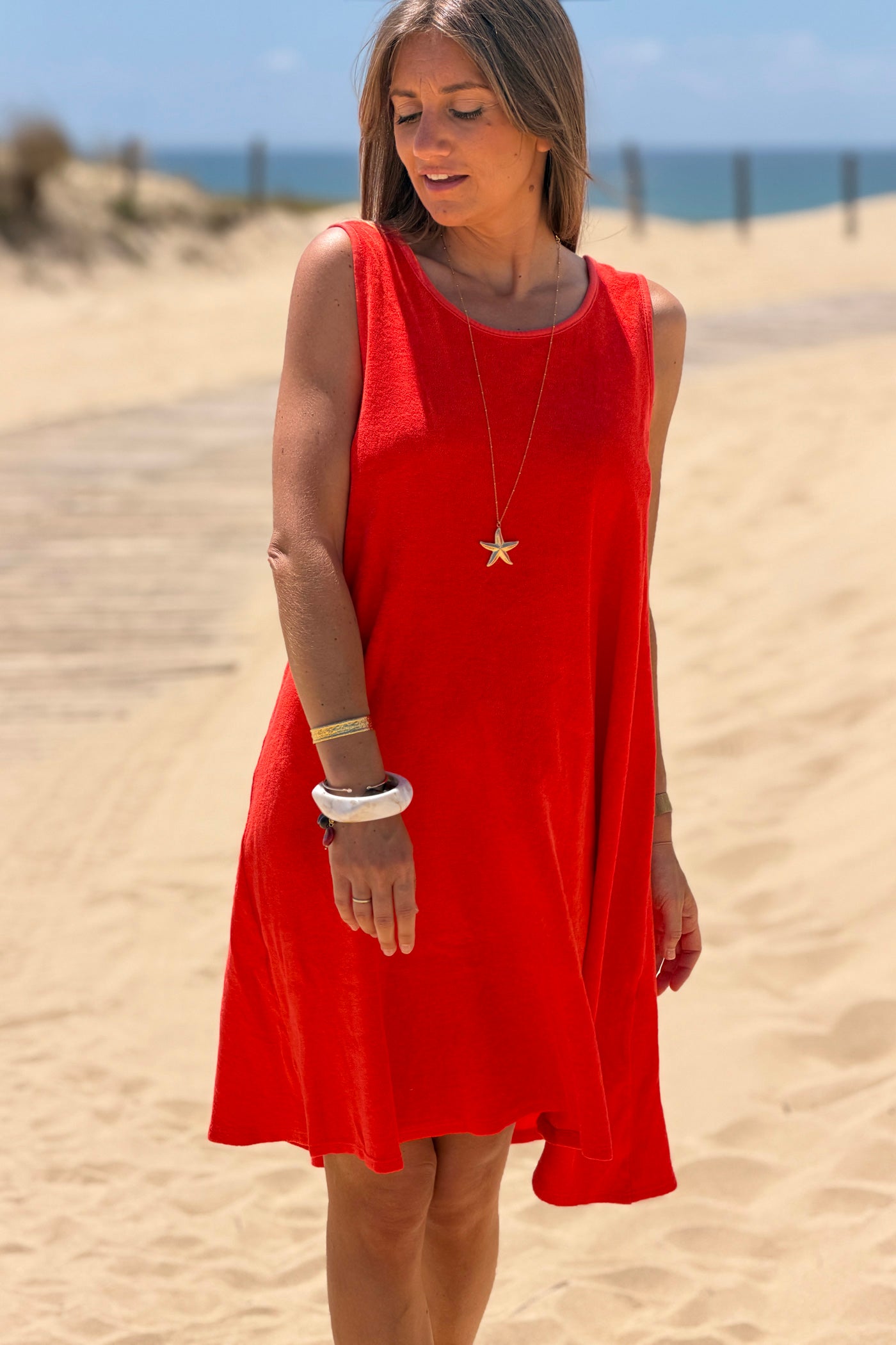 Red Micro Terry Swim Cover