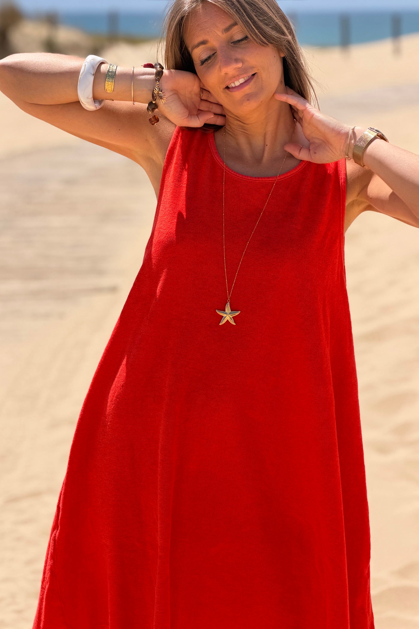 Red Micro Terry Swim Cover
