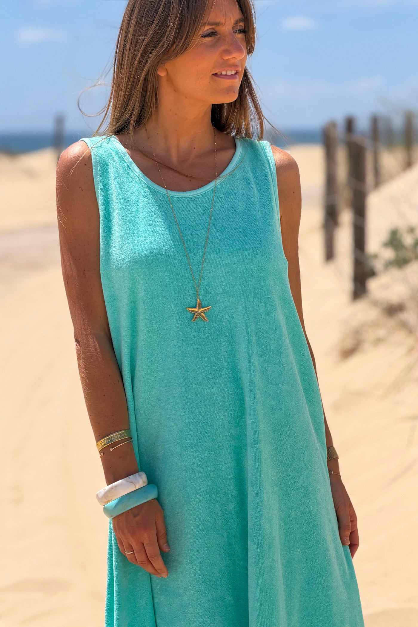 Turquoise Micro Terry Swim Cover