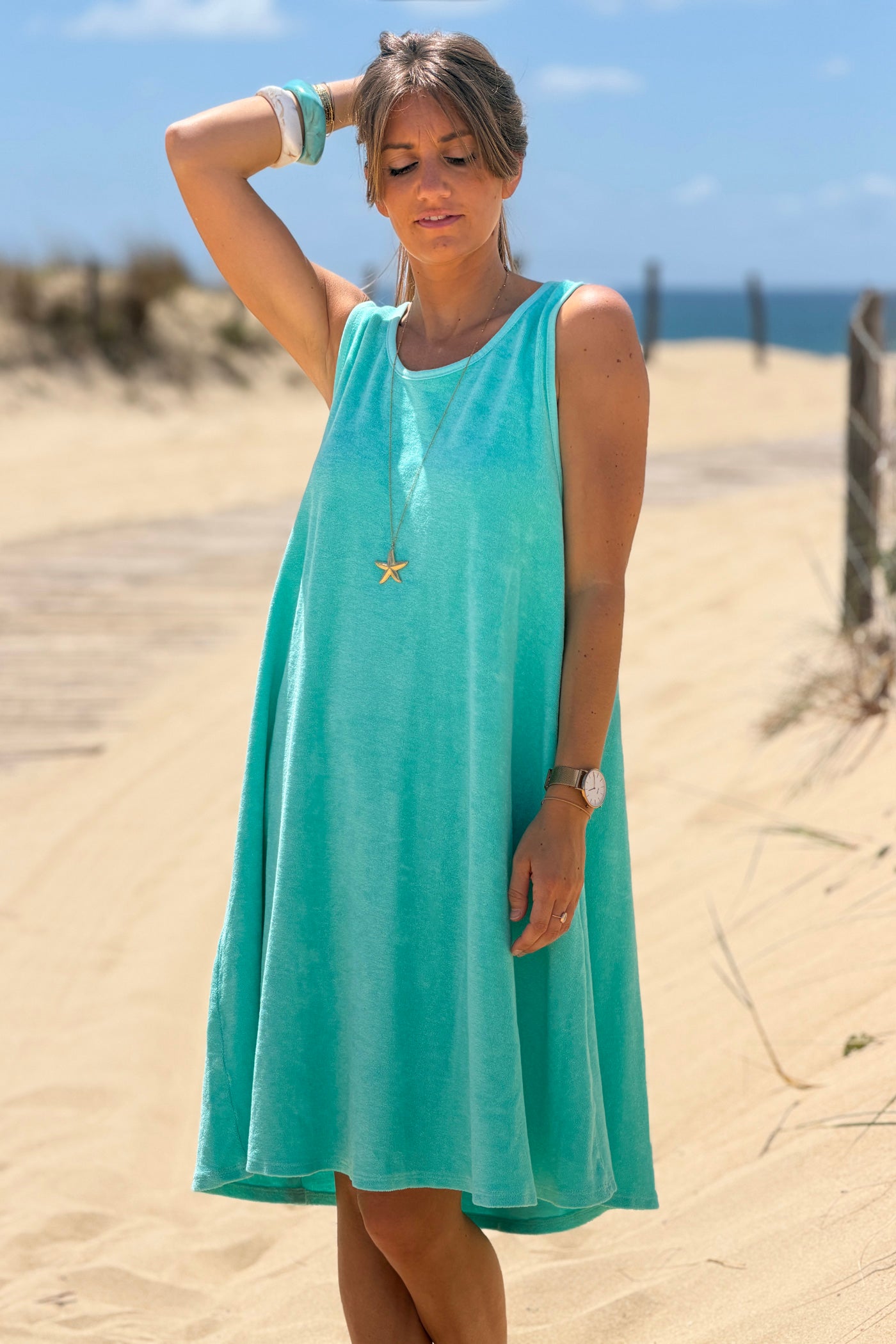 Turquoise Micro Terry Swim Cover