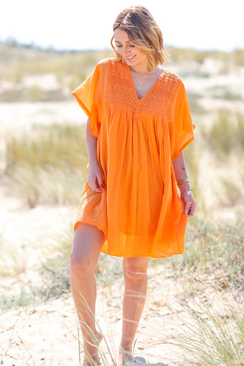 Robe best sale orange dentelle