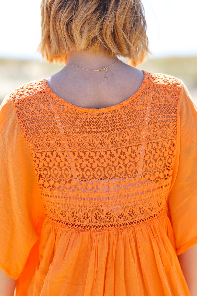 Orange top floaty dress