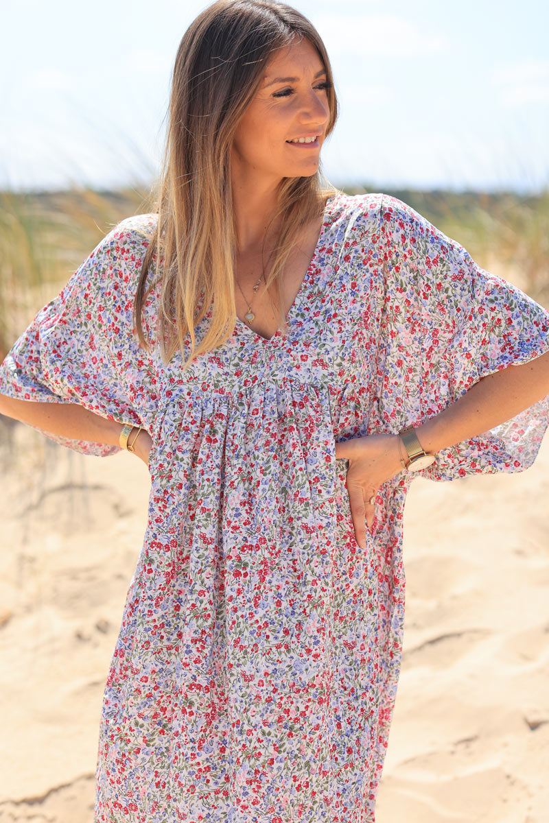 Robe fluide imprimé liberty fuchsia Jeanne