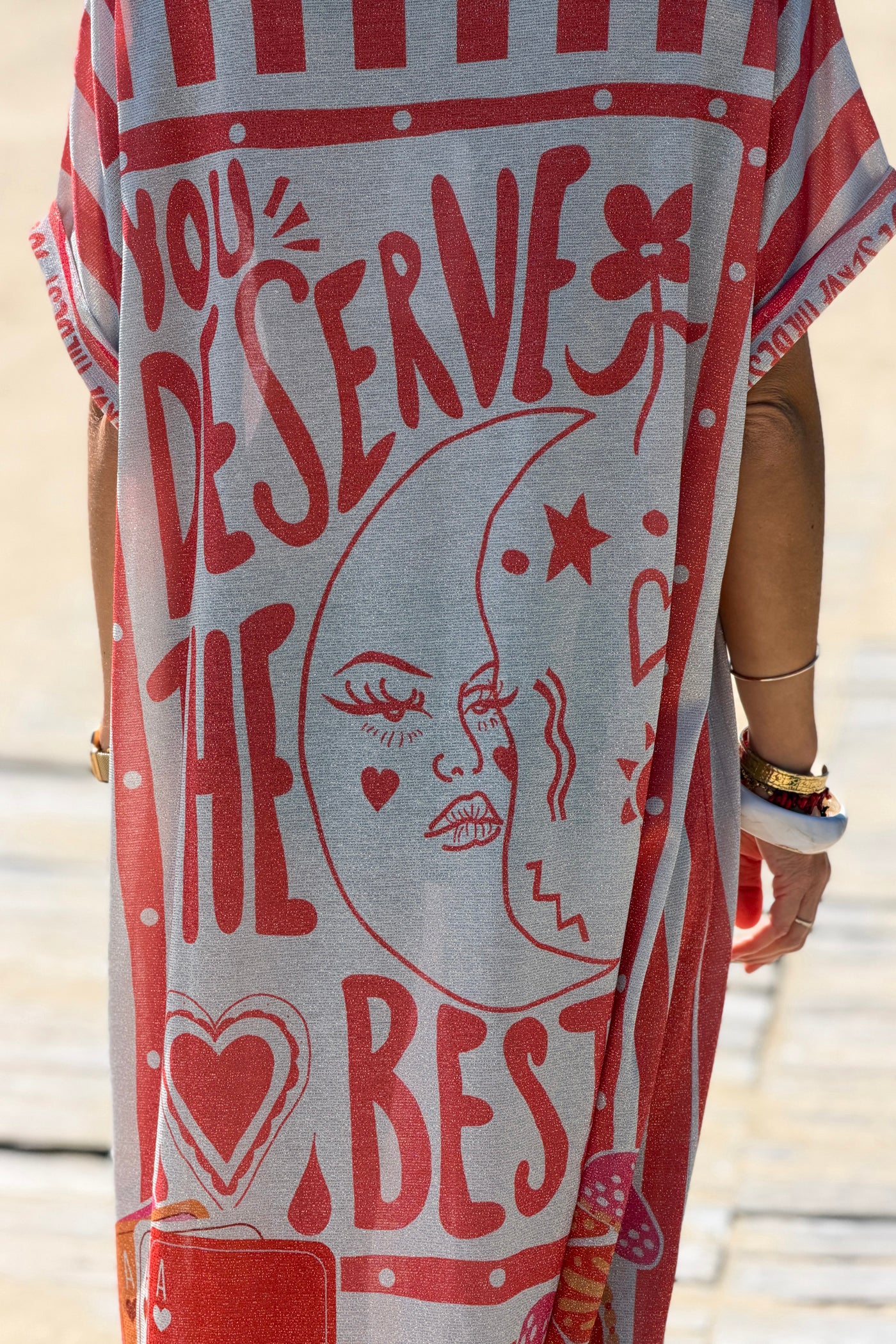 Pink Stripe “Positive Energy” Glitter Knit Beach Dress