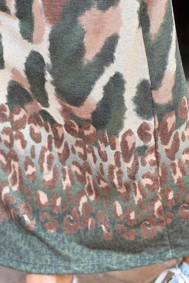 Olive Leopard Glitter Knit Maxi Dress
