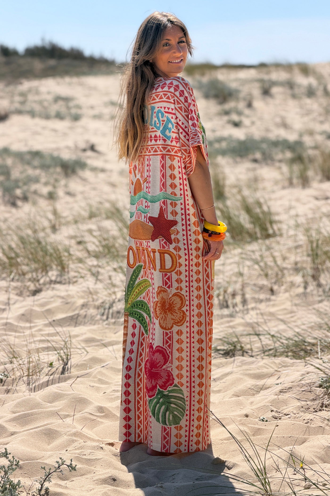 Orange Paradise Found Glitter Knit Caftan