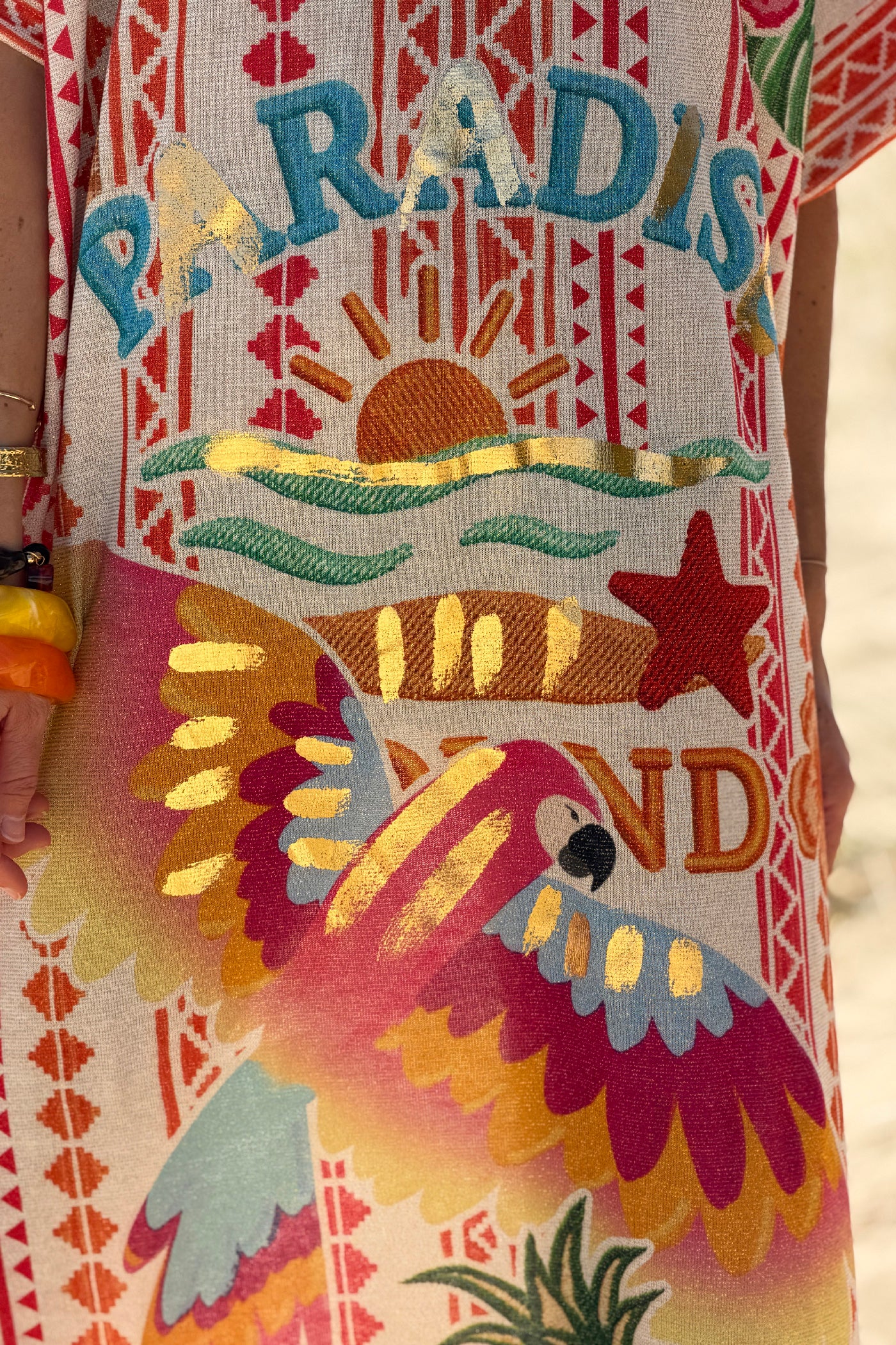 Orange Paradise Found Glitter Knit Caftan