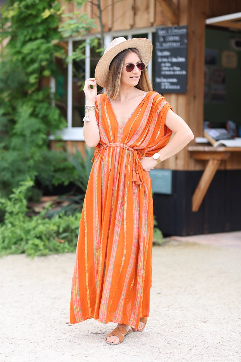 Robe discount longue rayures