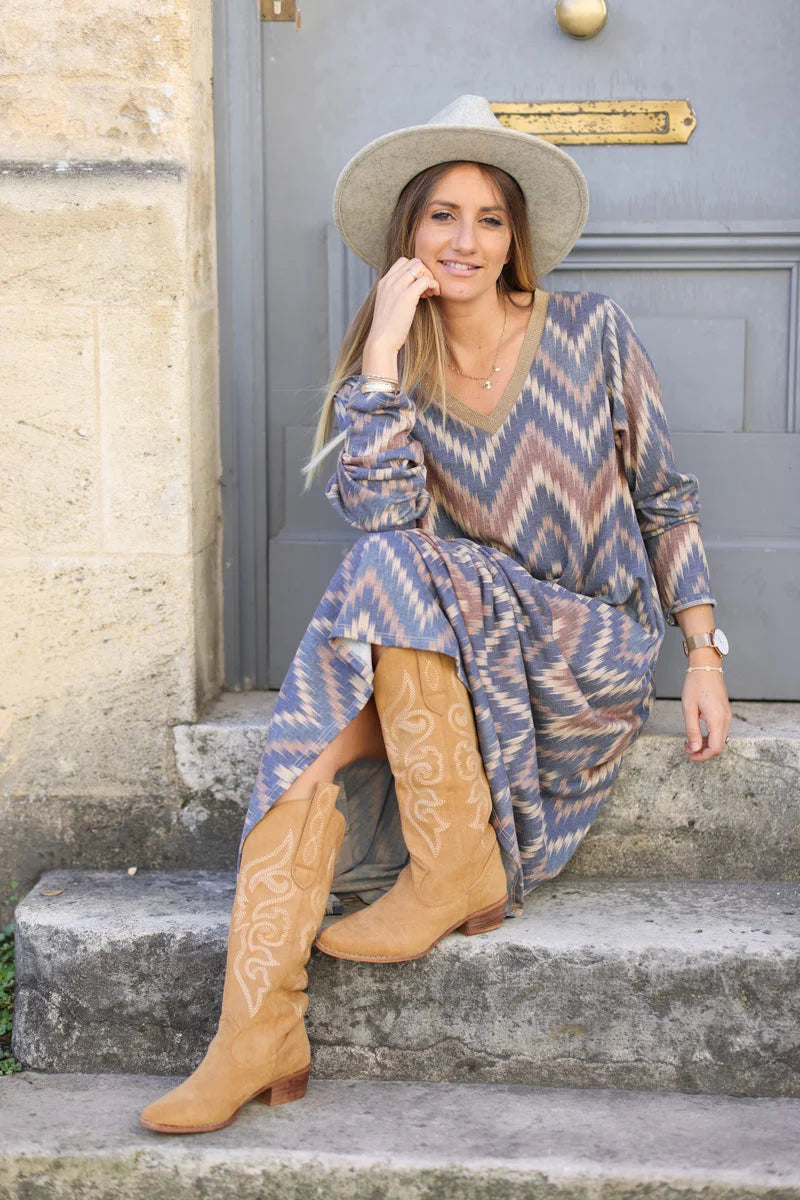 Chevron print 2025 maxi dress