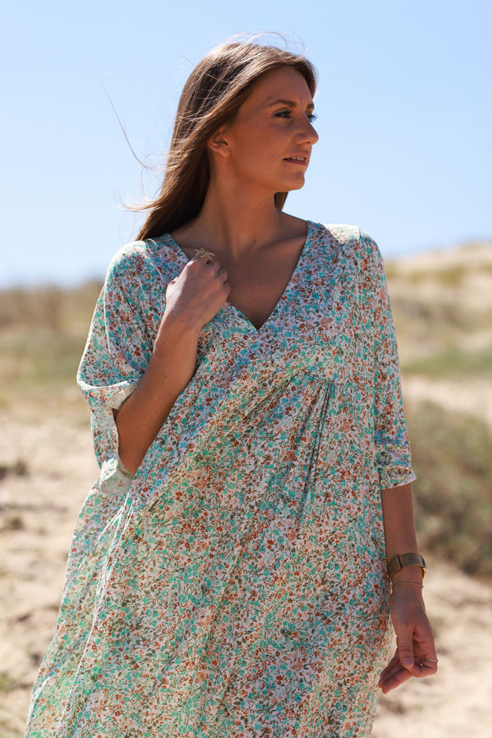 Robe midi manches longues col V - Pure Tentation