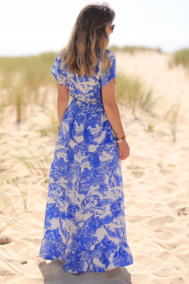 Blue short sleeve maxi dress hotsell