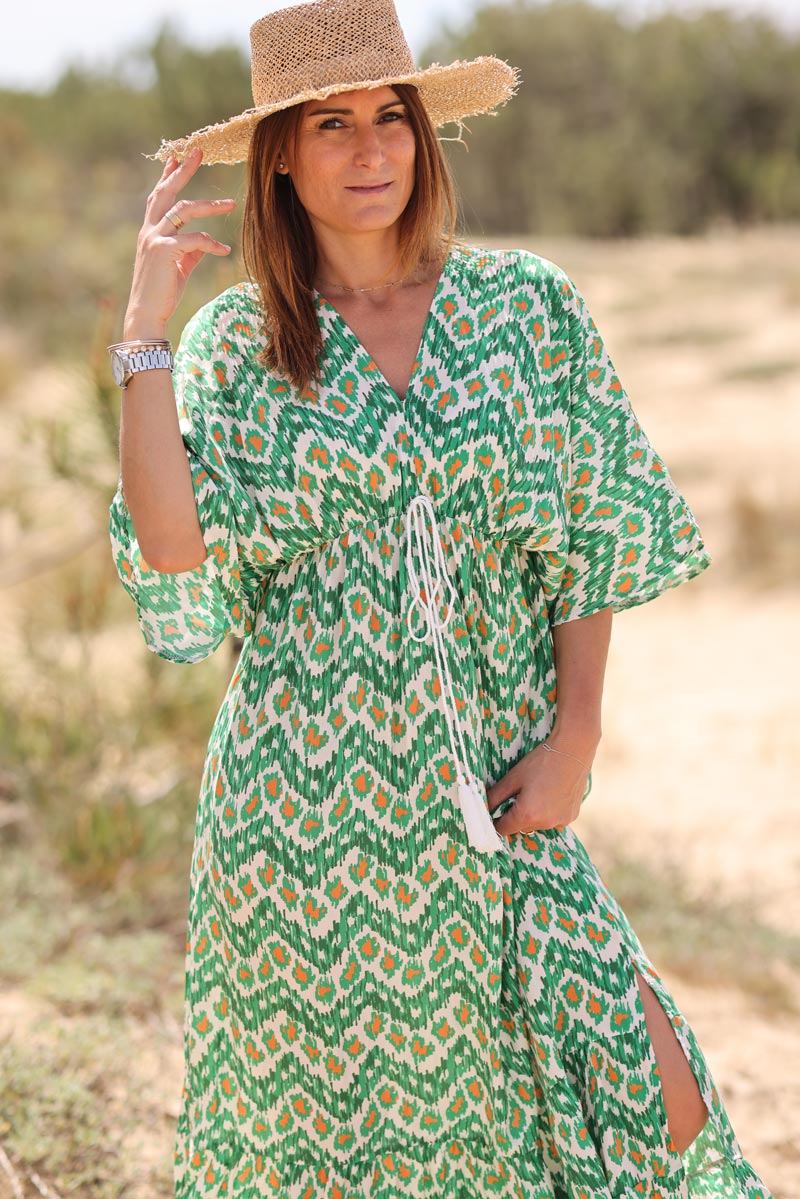 Green leopard outlet maxi dress