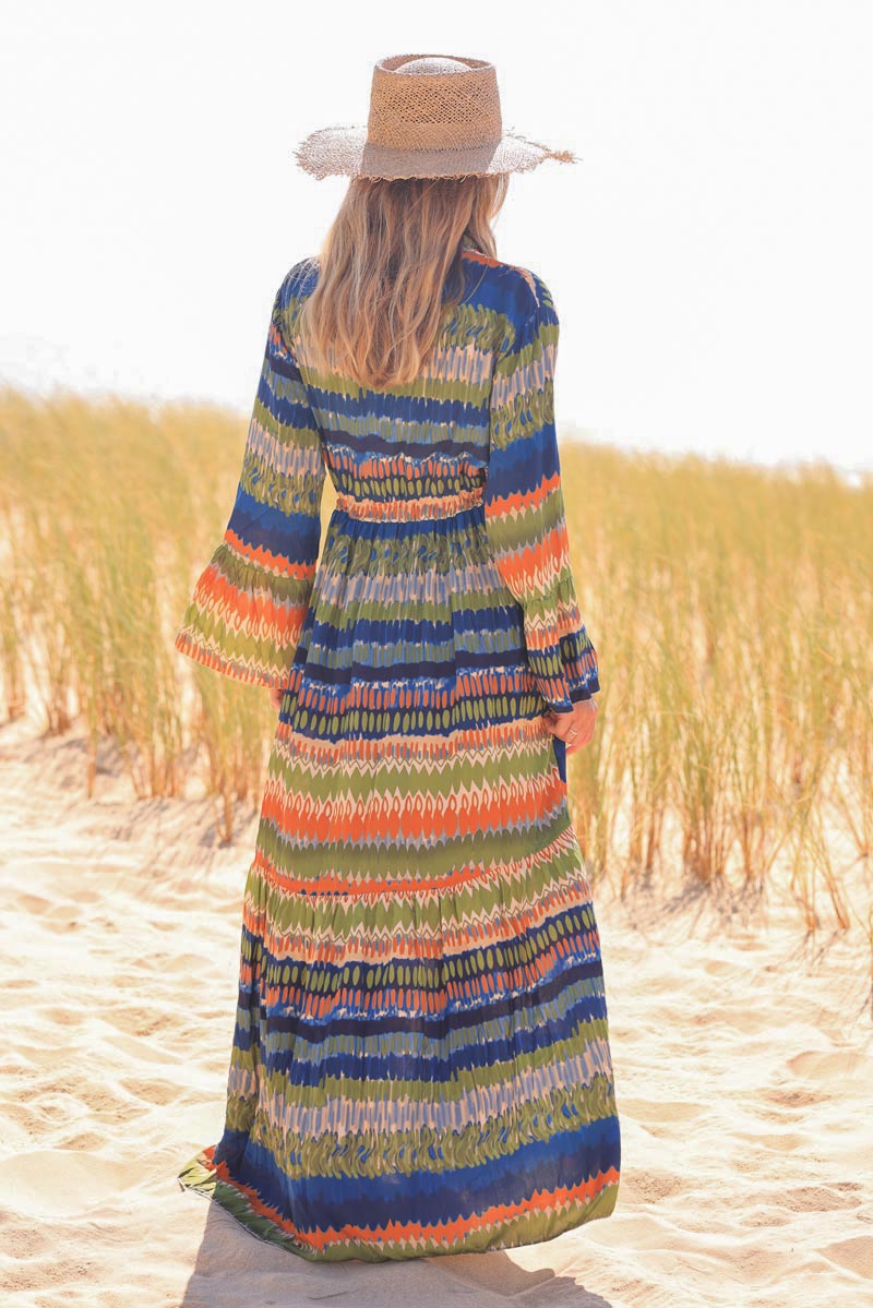 Navy blue psychedelic print maxi floaty dress