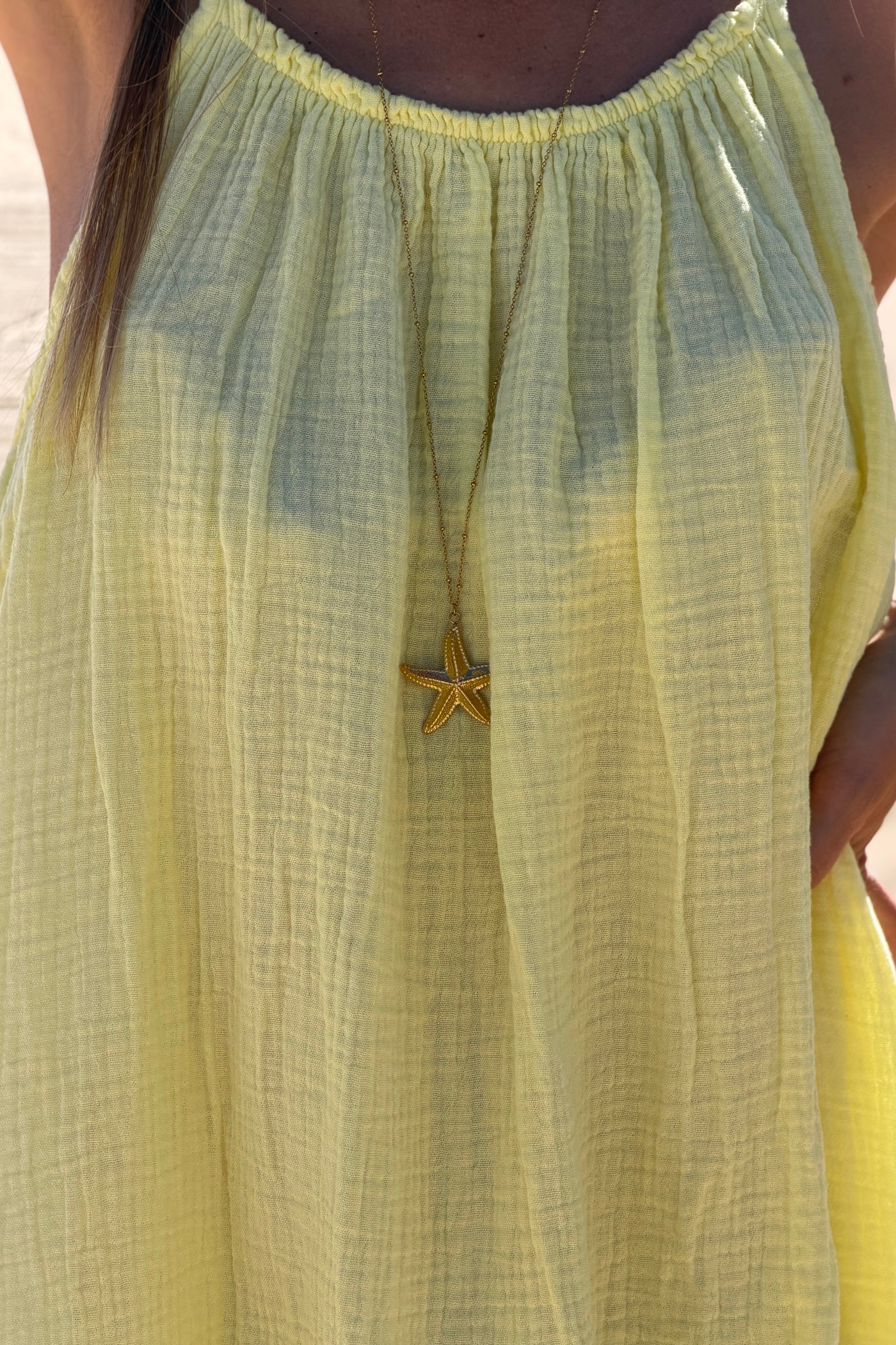 Yellow Crinkle Gauze Maxi Dress