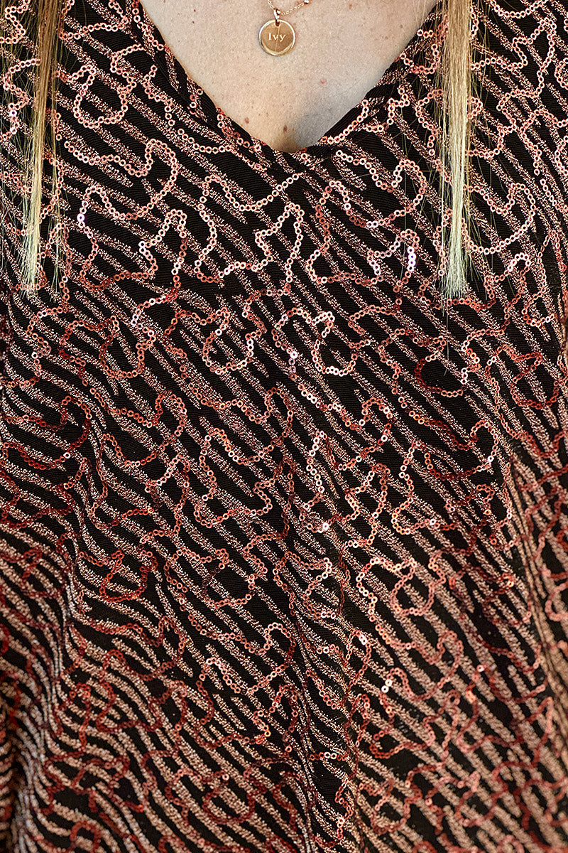 Bronze Sequin Patterned Tunic Dress