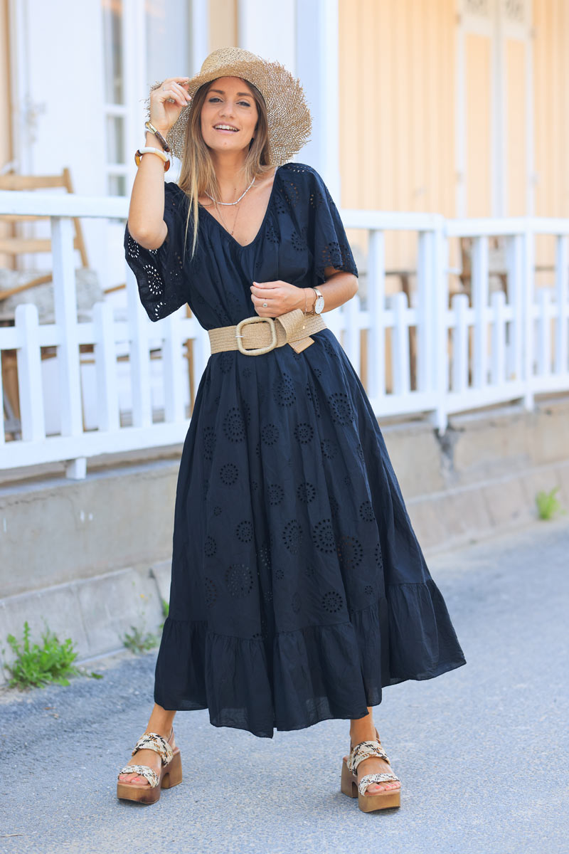 Black broderie anglaise floaty dress