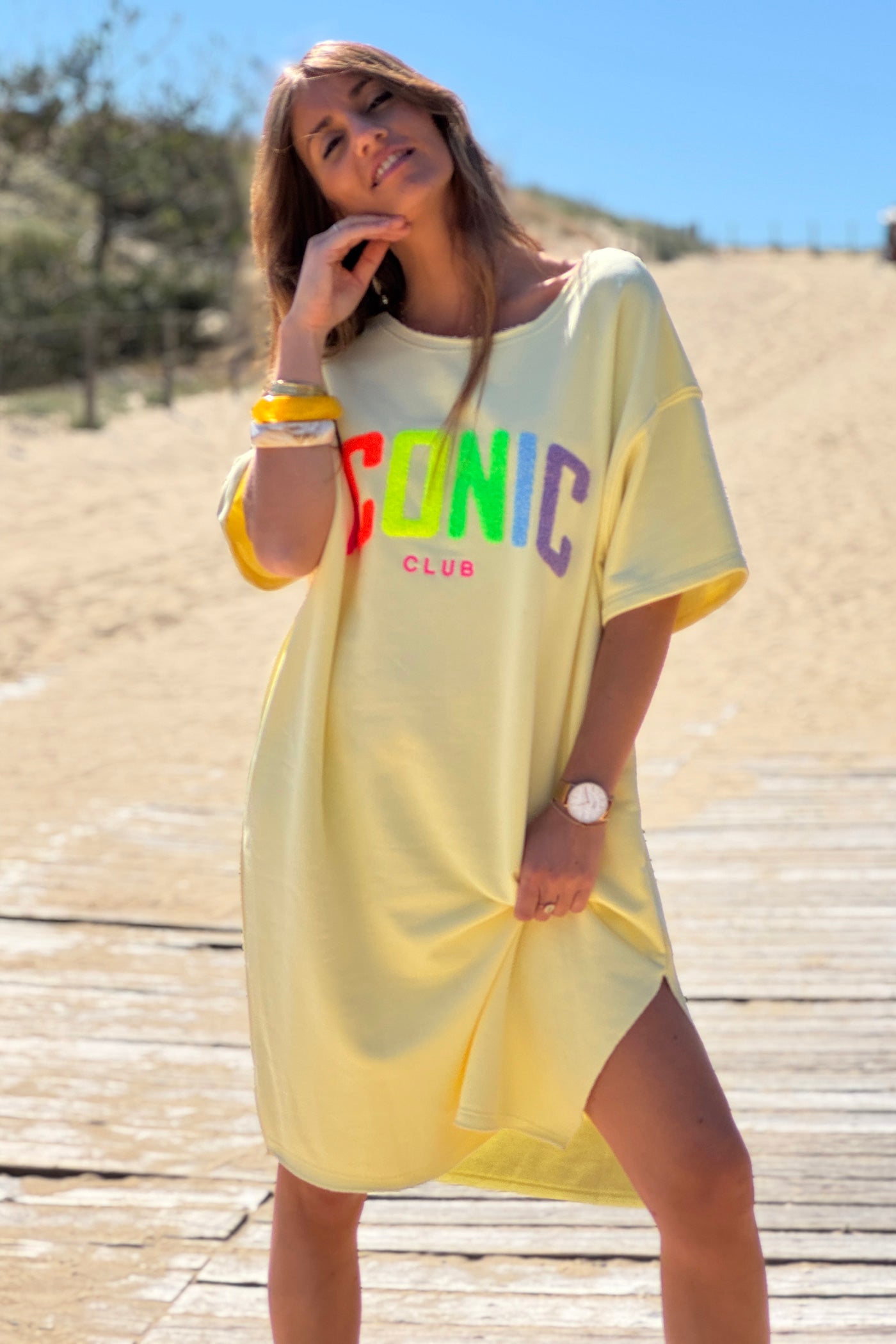 Yellow ICONIC CLUB Varsity Dress