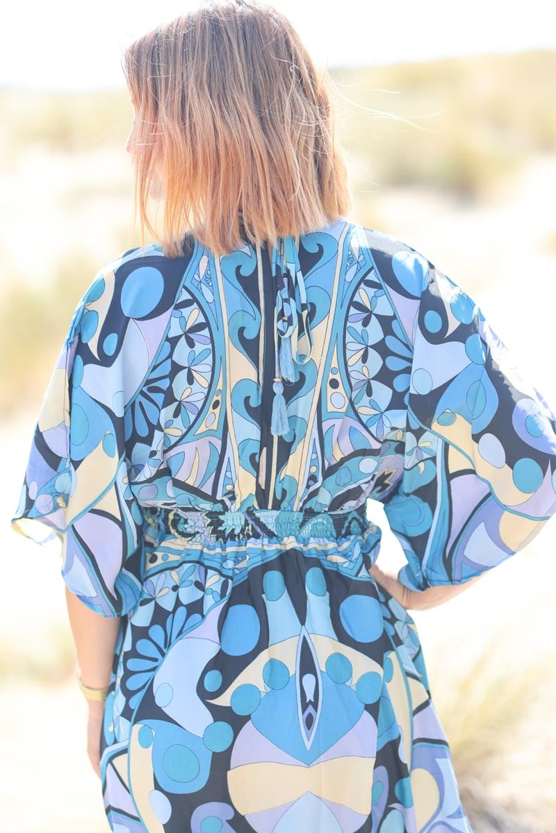 Robe toucher soie manches papillon esprit kimono japonais g073 (1)