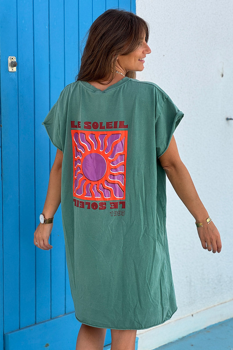 Sage Neon Sun Vintage Jersey T-Shirt Dress