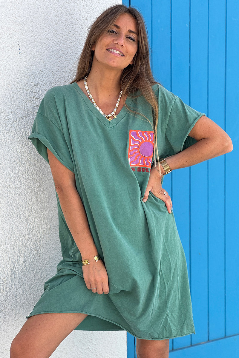 Sage Neon Sun Vintage Jersey T-Shirt Dress