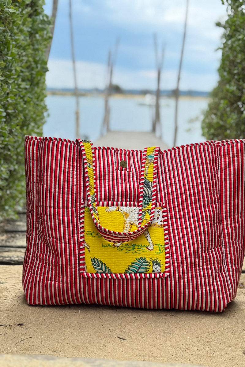 Yellow/Red Jungle Print Gauze Tote