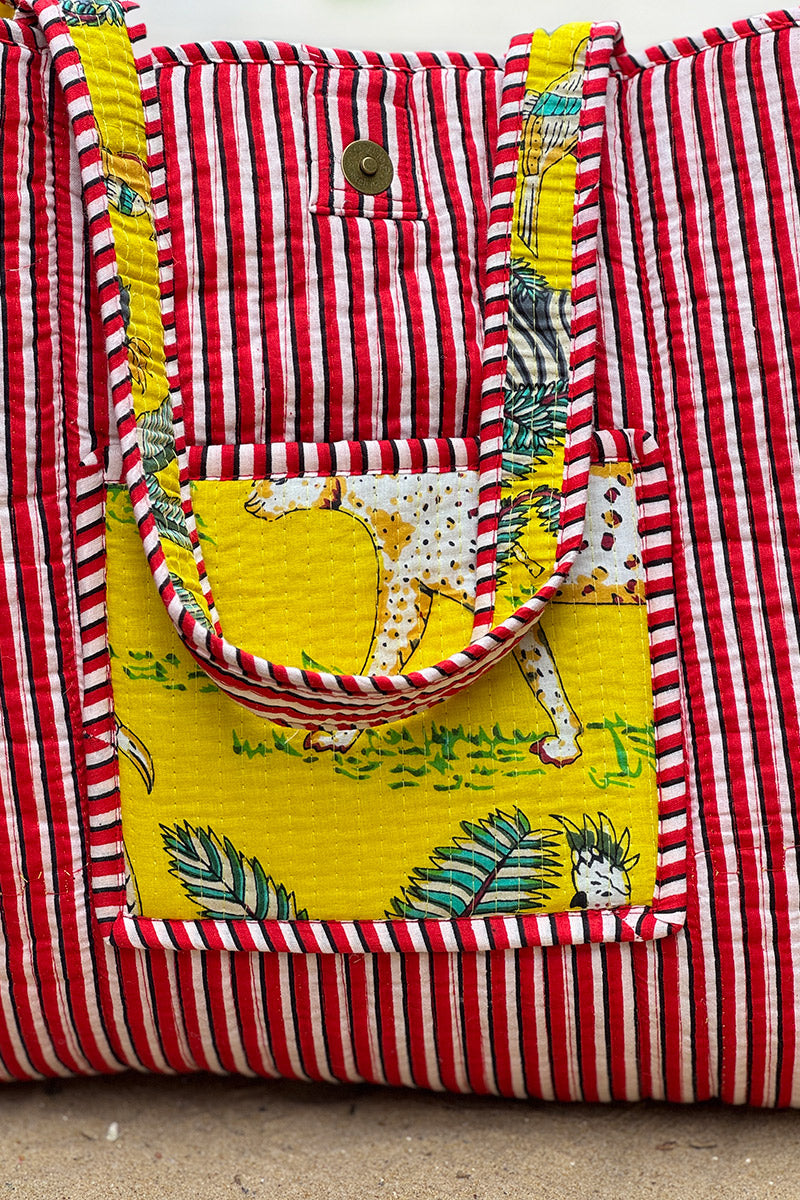 Yellow/Red Jungle Print Gauze Tote