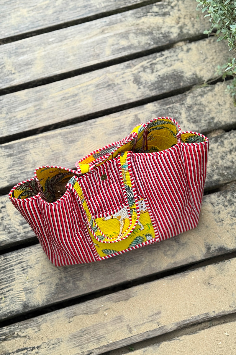 Yellow/Red Jungle Print Gauze Tote